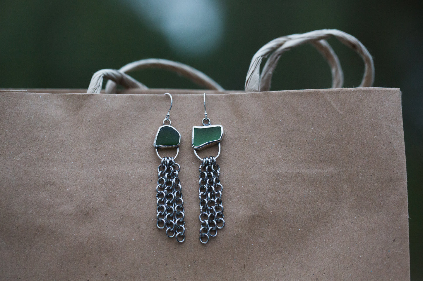 Sea Glass Chain Earrings