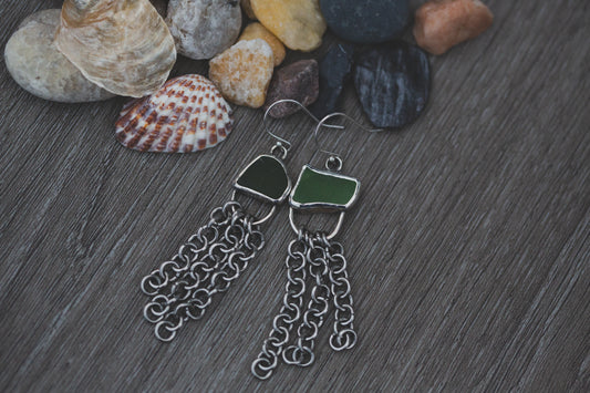 Sea Glass Chain Earrings
